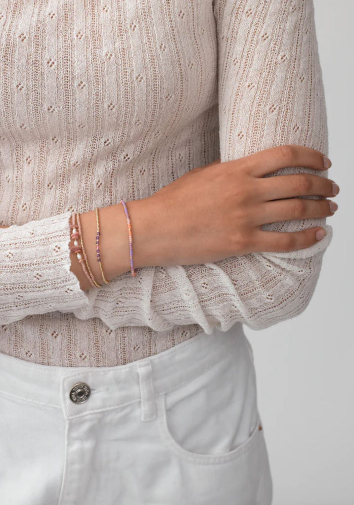 Bead & Gem Bracelet, Pink Lavender