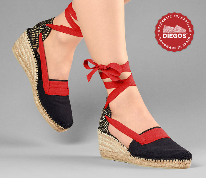 All black Lola high wedge Basque espadrilles