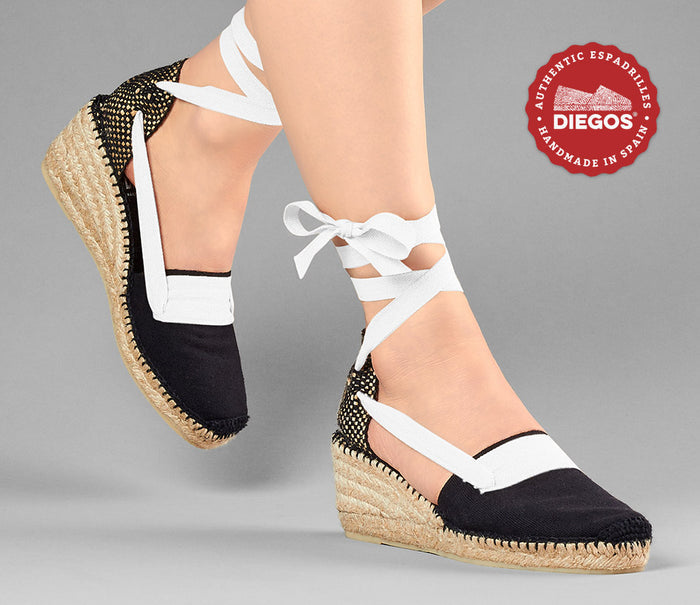 All black Lola high wedge Basque espadrilles