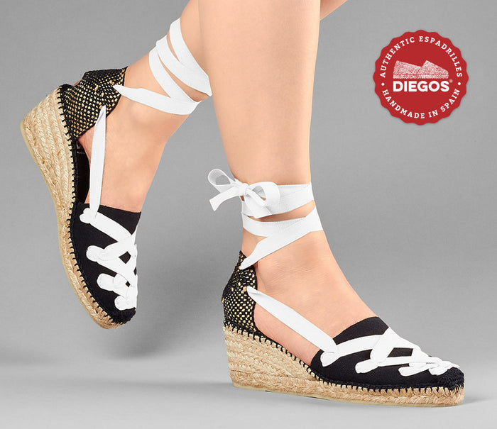 All black Lola high wedge Pamplona espadrilles