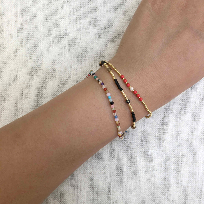 Bead & Gem Bracelet, Coral