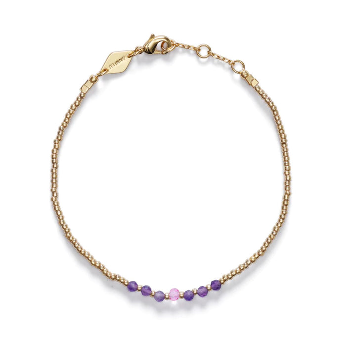 Bead & Gem Bracelet, Pink Lavender
