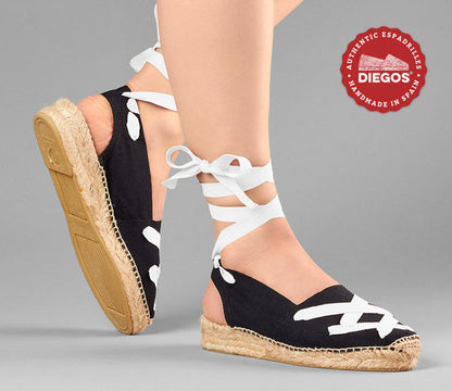 Black classic laces Catalina espadrille