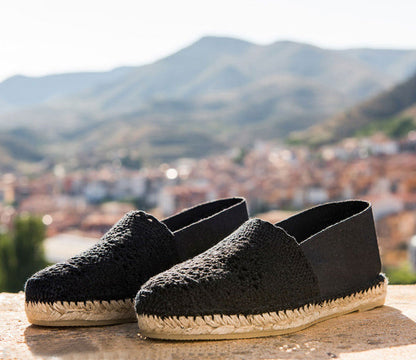 Black crochet espadrilles