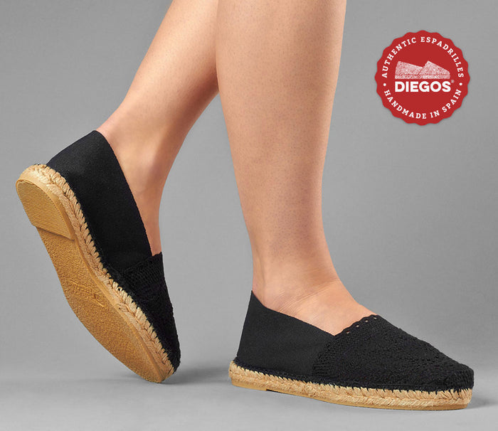 Black crochet espadrilles