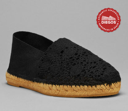 Black crochet espadrilles