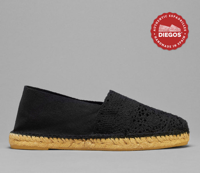 Black crochet espadrilles
