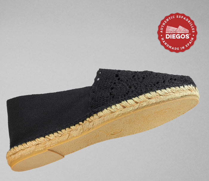 Black crochet espadrilles