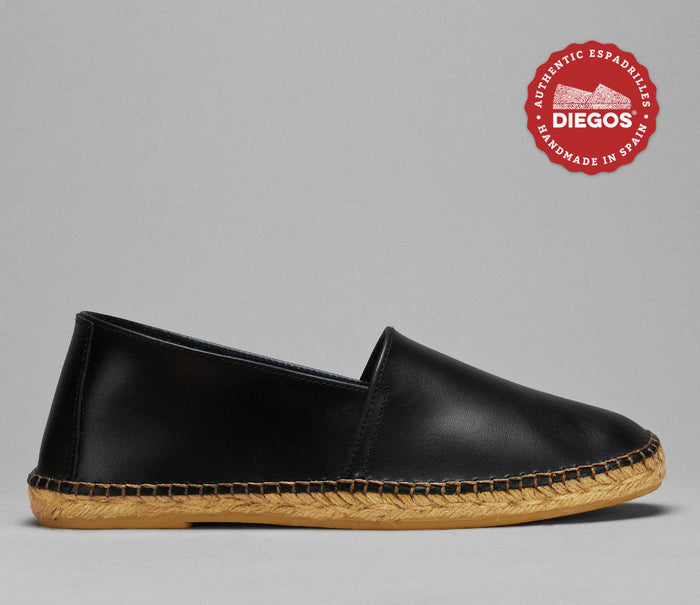 Black leather espadrille