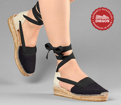 Black Lola low wedge Basque espadrilles
