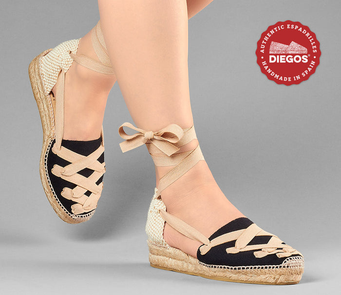 Black Lola low wedge Pamplona espadrilles