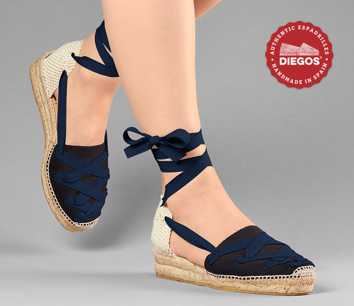 Black Lola low wedge Pamplona espadrilles