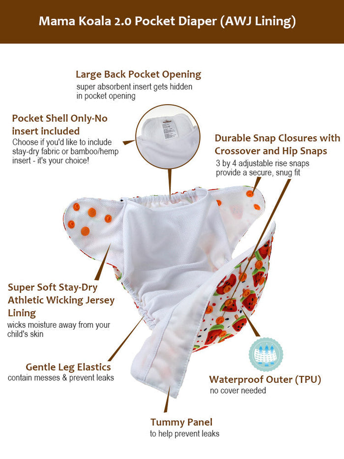 Clearance Pocket Diaper 2.0- K1PAD70011U(AWJ Lining)