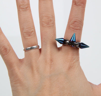 Cosmic Warrior Spike Ring, Hematite