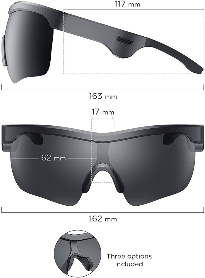 Cowin Sound Shades Smart Audio Sports Sunglasses, Black Cowinaudio