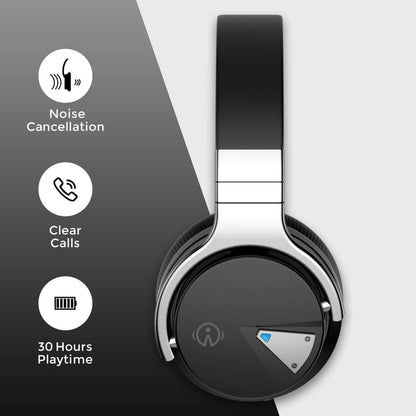E7 Active Noise Cancelling Bluetooth Over-ear Headphones, Black Headphone Cowinaudio