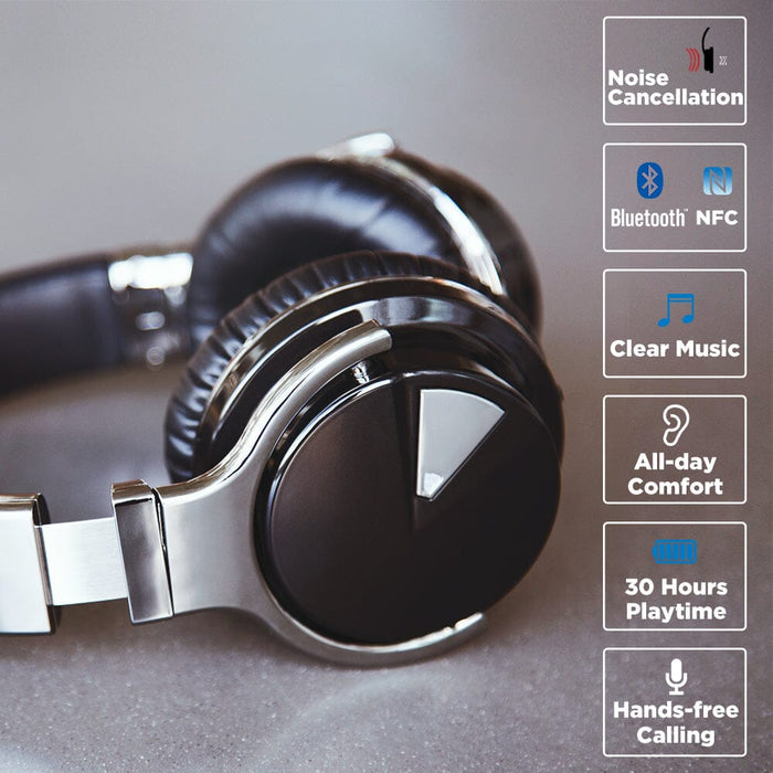 E7 Active Noise Cancelling Bluetooth Over-ear Headphones, Black Cowinaudio