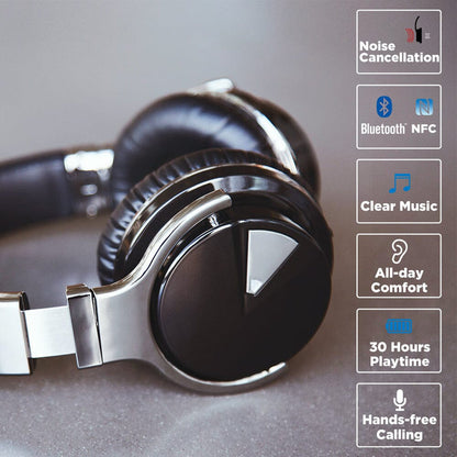 E7 Active Noise Cancelling Bluetooth Over-ear Headphones, Black Cowinaudio