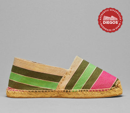 Green stripes espadrilles