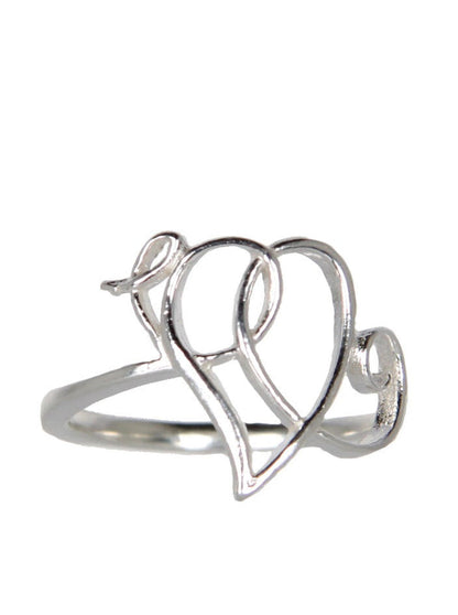 Heart Scroll Ring, Silver