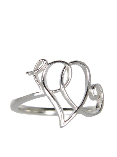 Heart Scroll Ring, Silver