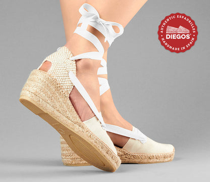 Ivory Lola high wedge Basque espadrilles