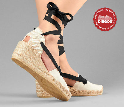Ivory Lola high wedge Basque espadrilles