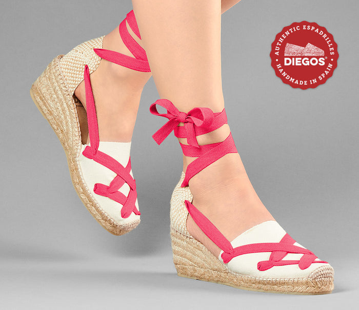 Ivory Lola high wedge classic laces espadrilles