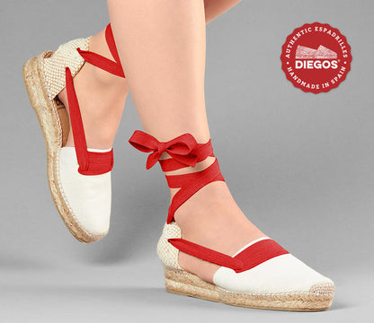 Ivory Lola low wedge Basque espadrilles