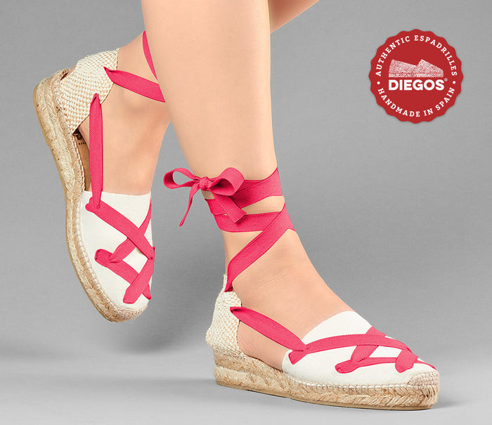 Ivory Lola low wedge classic laces espadrilles
