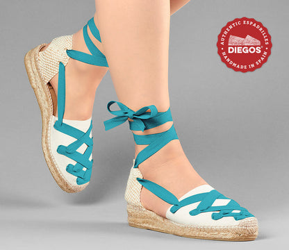 Ivory Lola low wedge Pamplona espadrilles