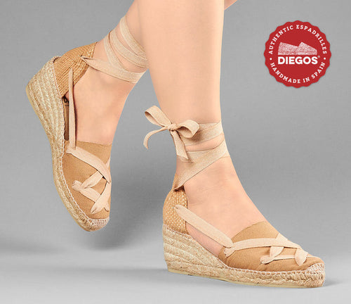 Jute Lola high wedge classic laces espadrilles