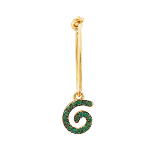 Lollipop Hoop Single, Oxidised Silver/Green (single)