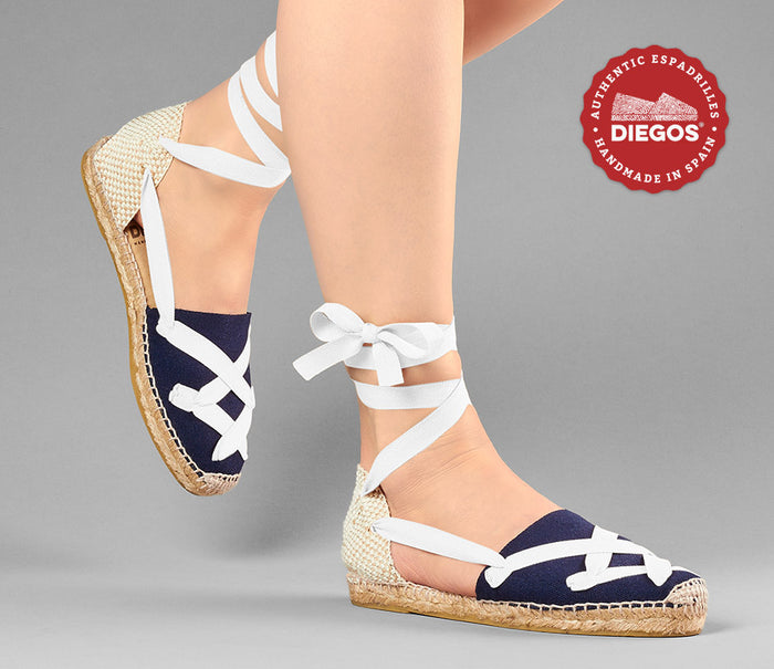 Navy blue flat Lola classic laces espadrilles