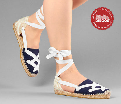 Navy blue flat Lola classic laces espadrilles