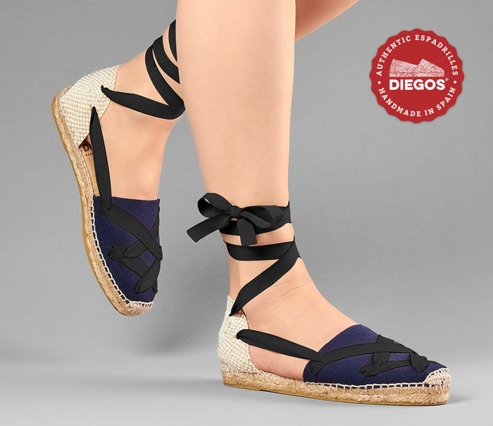 Navy blue flat Lola classic laces espadrilles