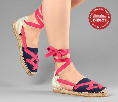 Navy blue flat Lola classic laces espadrilles