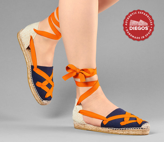 Navy blue flat Lola classic laces espadrilles