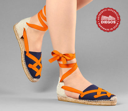 Navy blue flat Lola classic laces espadrilles