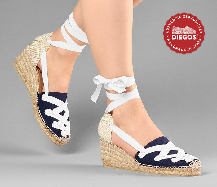 Navy blue Lola high wedge Pamplona espadrilles