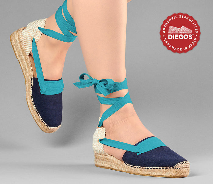 Navy Lola low wedge Basque espadrilles