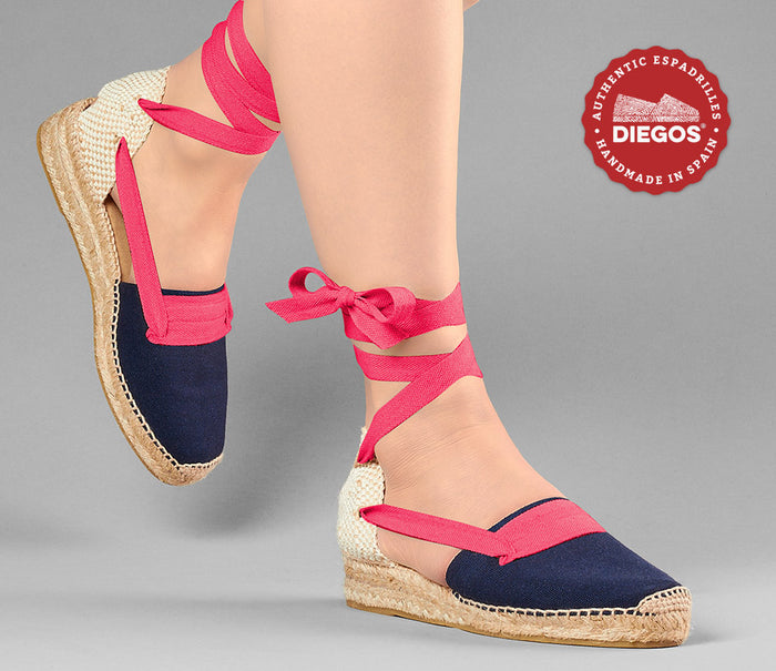 Navy Lola low wedge Basque espadrilles