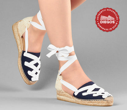 Navy Lola low wedge Pamplona espadrilles