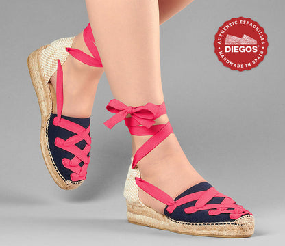 Navy Lola low wedge Pamplona espadrilles