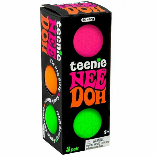 Nee Doh Teenie 1.5 Inch Squish Ball Fidget Toy - Set of 3 - Owl & Goose Gifts