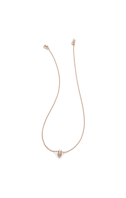 Pave Pearl Single Cone Necklace, Rose Gold