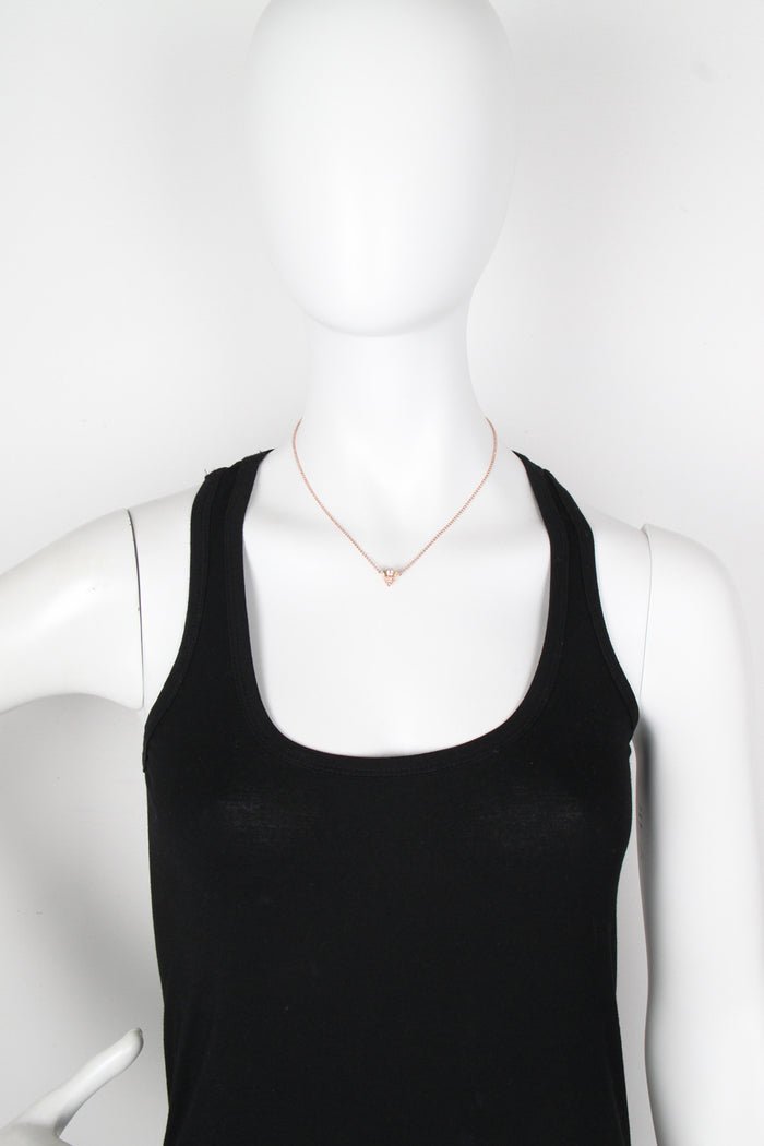 Pave Pearl Single Cone Necklace, Rose Gold