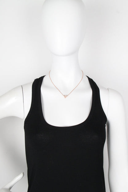 Pave Pearl Single Cone Necklace, Rose Gold