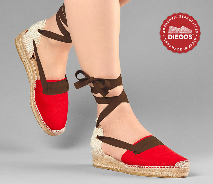 Red Lola low wedge Basque espadrilles