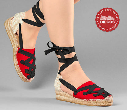 Red Lola low wedge Pamplona espadrilles